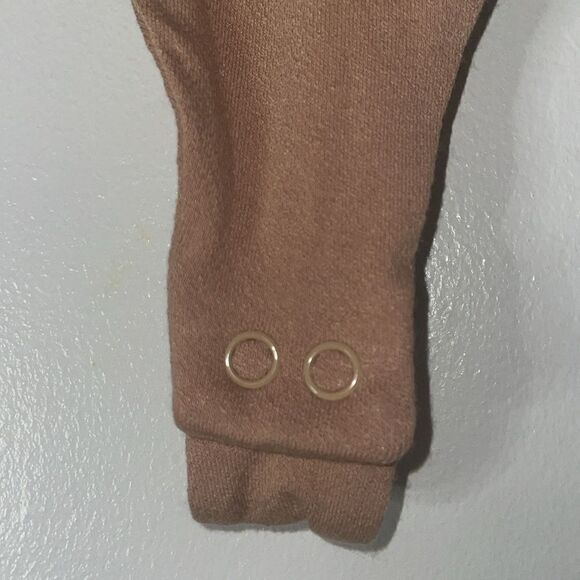 NWT Nordstrom naked wardrobe brown tan long sleeve button clasp soft bodysuit - Picture 4 of 10